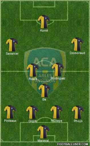 Athlétic Club Arles-Avignon 4-3-3 football formation