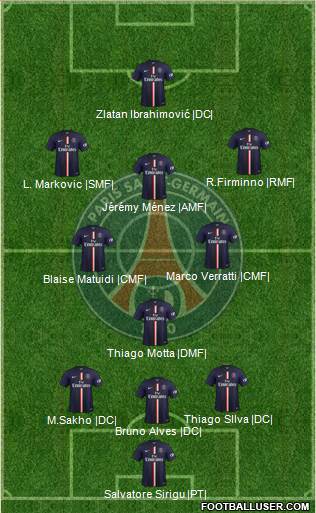 Paris Saint-Germain 4-5-1 football formation