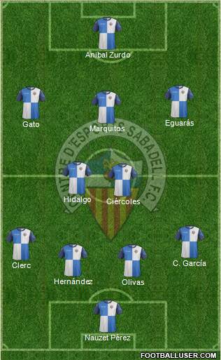 C.E. Sabadell 4-2-3-1 football formation