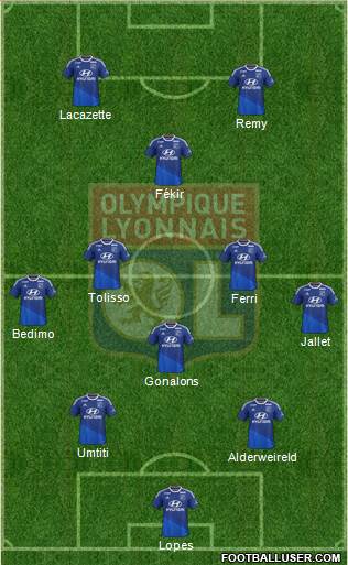 Olympique Lyonnais 4-3-1-2 football formation
