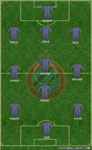 Club Brugge KV 5-3-2 football formation
