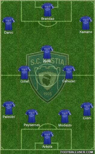 Sporting Club Bastia 4-1-3-2 football formation
