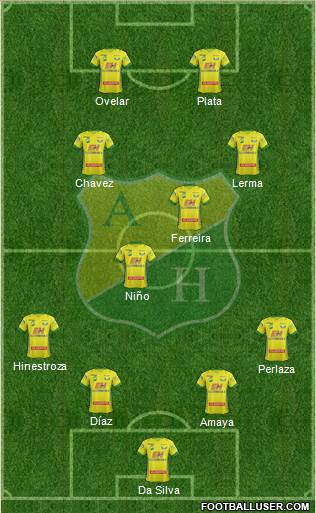 CD Atlético Huila 3-4-3 football formation