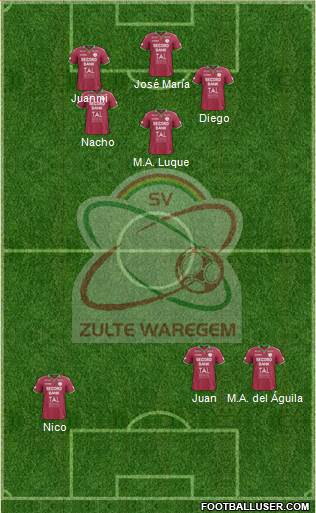 SV Zulte Waregem 3-4-3 football formation