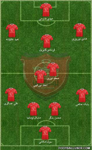 Persepolis Tehran 4-2-3-1 football formation