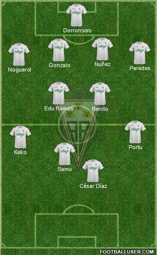 Albacete B., S.A.D. 4-2-1-3 football formation