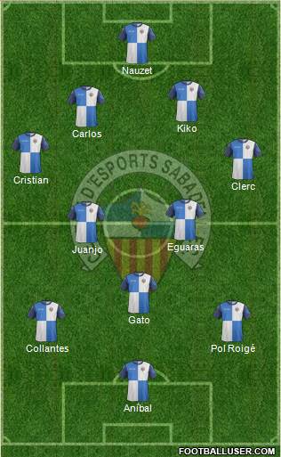 C.E. Sabadell 4-2-3-1 football formation