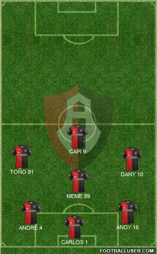 Club Deportivo Atlas 3-4-3 football formation
