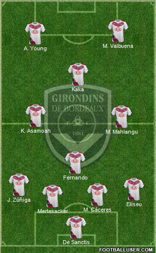 FC Girondins de Bordeaux 4-1-3-2 football formation