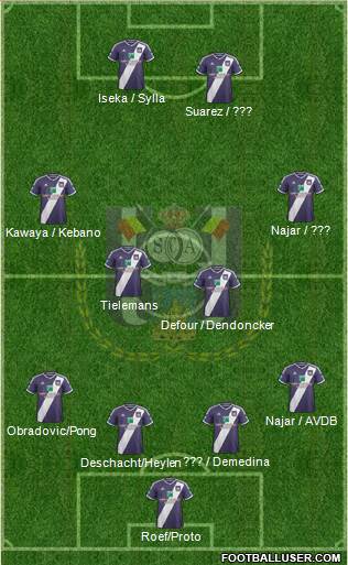 RSC Anderlecht 4-4-2 football formation