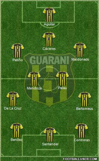C Guaraní 4-3-2-1 football formation