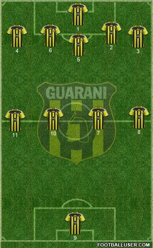 C Guaraní 5-4-1 football formation
