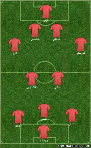 Pro Evolution Soccer Team 3-4-2-1 football formation