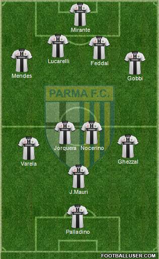 Parma 4-4-1-1 football formation