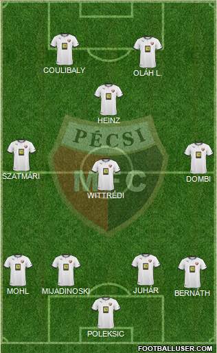 Pécsi Mecsek FC 4-3-1-2 football formation