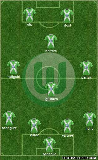VfL Wolfsburg 4-3-1-2 football formation