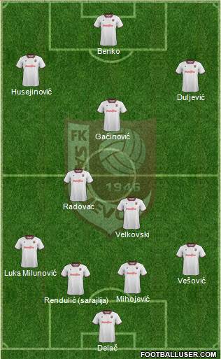 FK Sarajevo 4-2-2-2 football formation