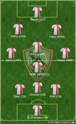 Zamalek Sporting Club 3-4-2-1 football formation