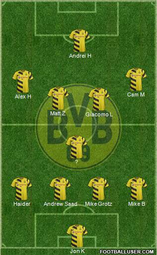 Borussia Dortmund 4-1-4-1 football formation