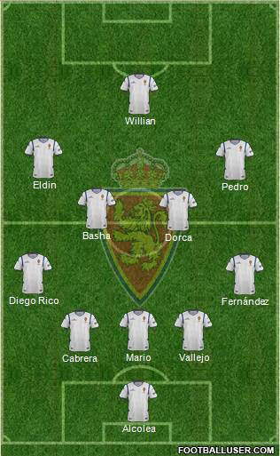 R. Zaragoza S.A.D. 5-4-1 football formation