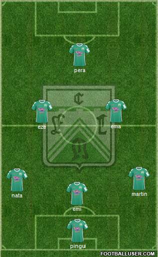 Ferro Carril Oeste 4-2-1-3 football formation