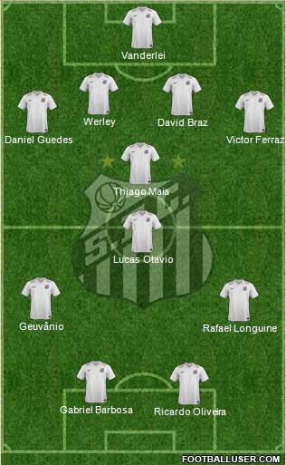 Santos FC 4-1-3-2 football formation
