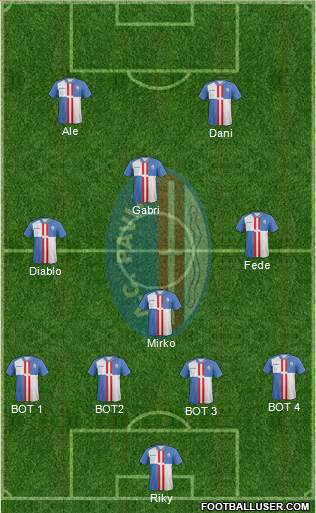 Pavia 4-3-1-2 football formation