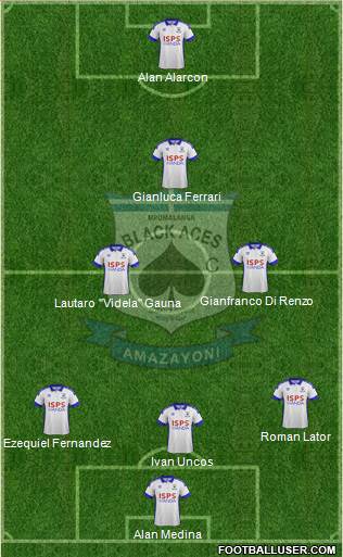 Mpumalanga Black Aces 3-4-3 football formation