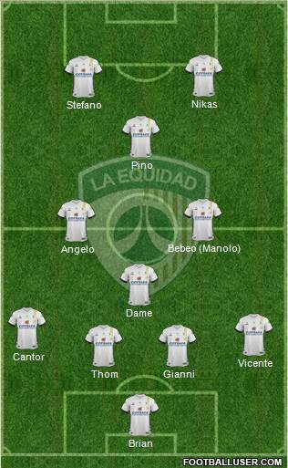 CD La Equidad 4-2-1-3 football formation
