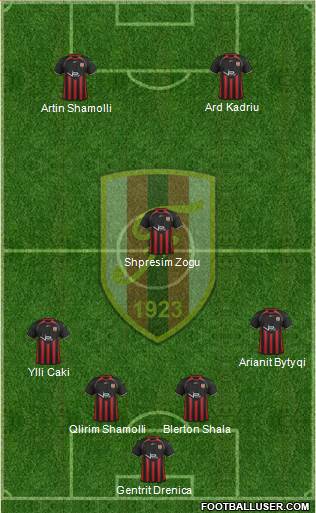 KS Flamurtari Vlorë 3-4-1-2 football formation