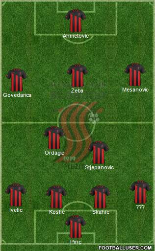 FK Sloboda Tuzla 4-5-1 football formation