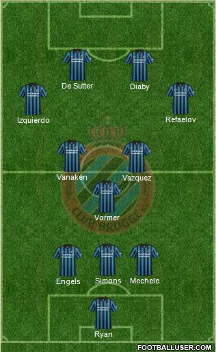 Club Brugge KV 3-4-3 football formation