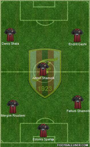 KS Flamurtari Vlorë 3-5-2 football formation