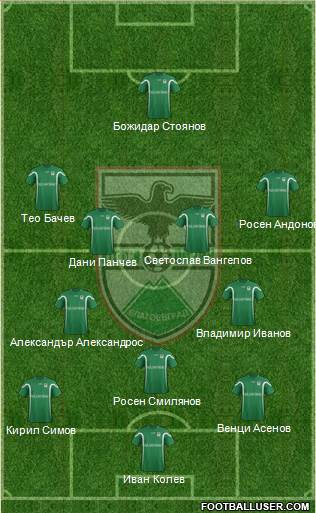 Pirin Blagoevgrad (Blagoevgrad) 3-4-3 football formation
