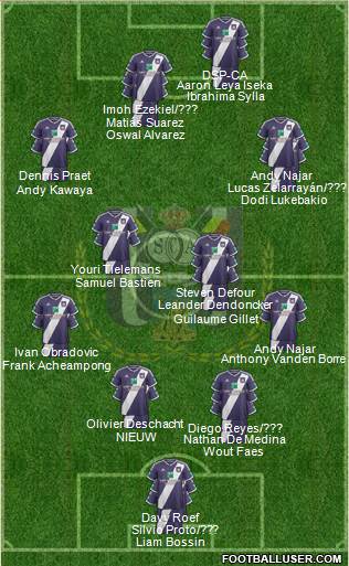 RSC Anderlecht 4-4-2 football formation