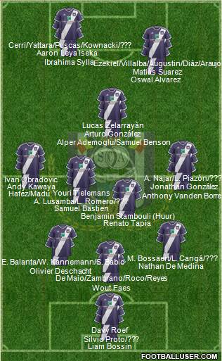 RSC Anderlecht 3-5-2 football formation