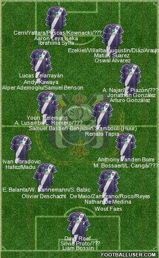 RSC Anderlecht 4-4-2 football formation