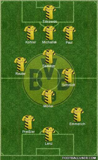 Borussia Dortmund 3-4-3 football formation