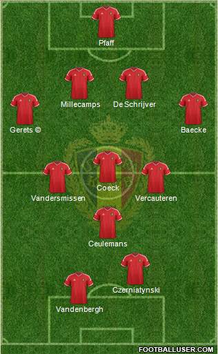 Belgium 4-3-1-2 football formation