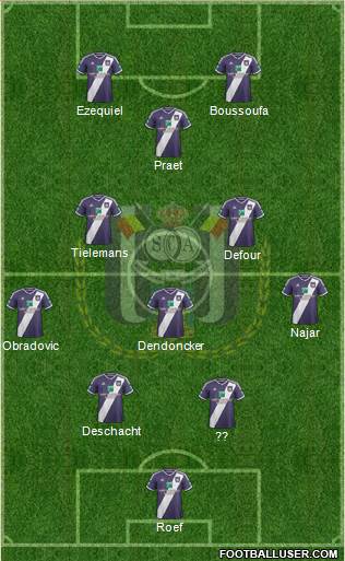 RSC Anderlecht 4-3-1-2 football formation