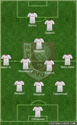 FK Sarajevo 3-4-1-2 football formation