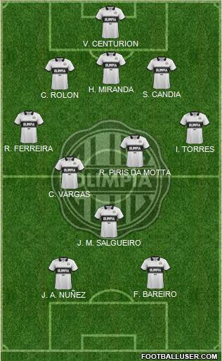 C Olimpia 3-4-3 football formation