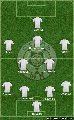 Stal Dniprodzergyns'k 4-2-3-1 football formation