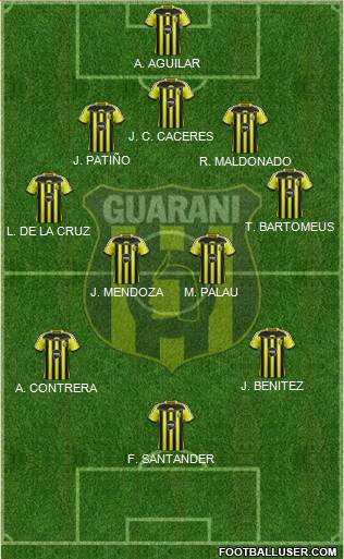 C Guaraní 3-4-2-1 football formation