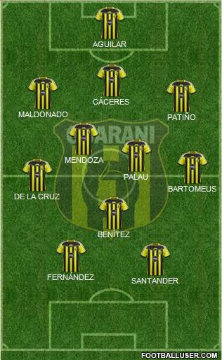 C Guaraní 3-4-1-2 football formation