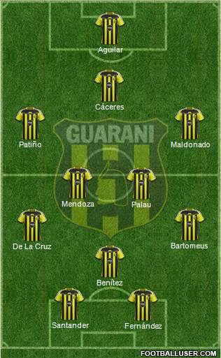 C Guaraní 3-5-1-1 football formation