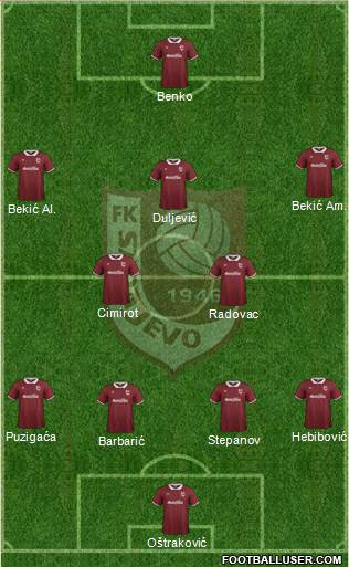 FK Sarajevo 4-2-3-1 football formation