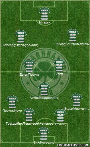 Panathinaikos AO 4-3-2-1 football formation