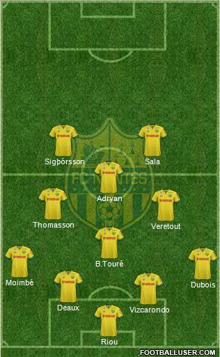 FC Nantes 4-3-1-2 football formation