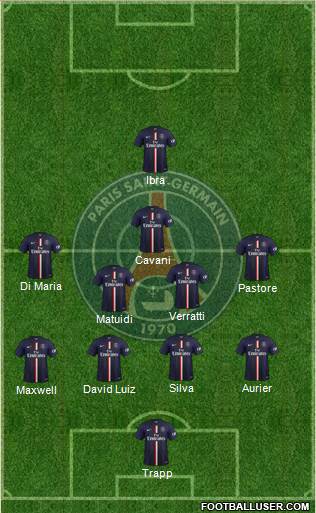 Paris Saint-Germain 4-4-1-1 football formation